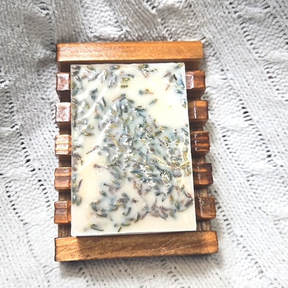 Lavender Vanilla Shea Butter 4oz Bar With Lavender Florals - Picture 2 of 6